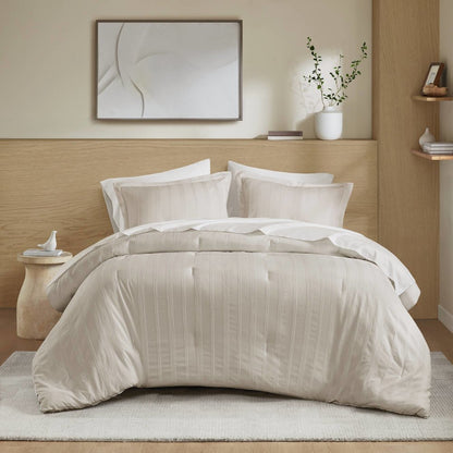 Logan Woven Striped Comforter Set, Neutral color