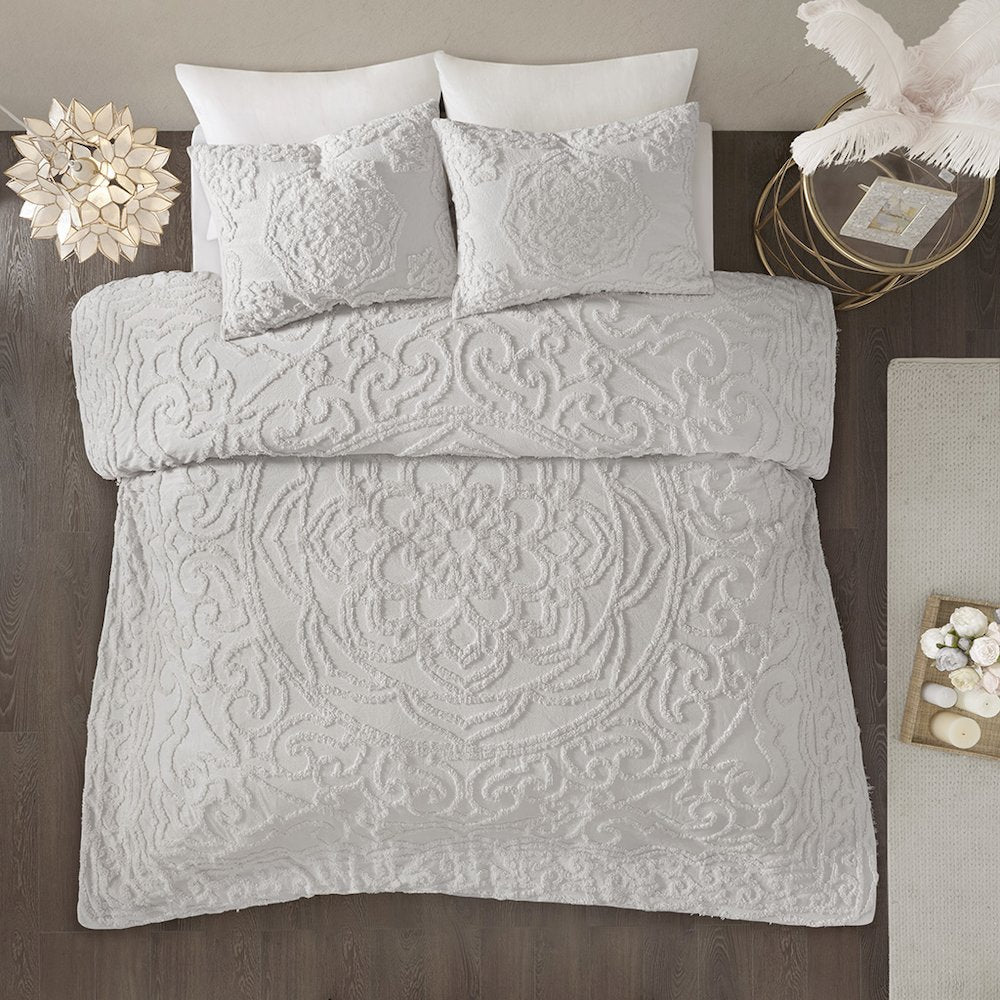 Laetitia Tufted Cotton Chenille Medallion Comforter Set