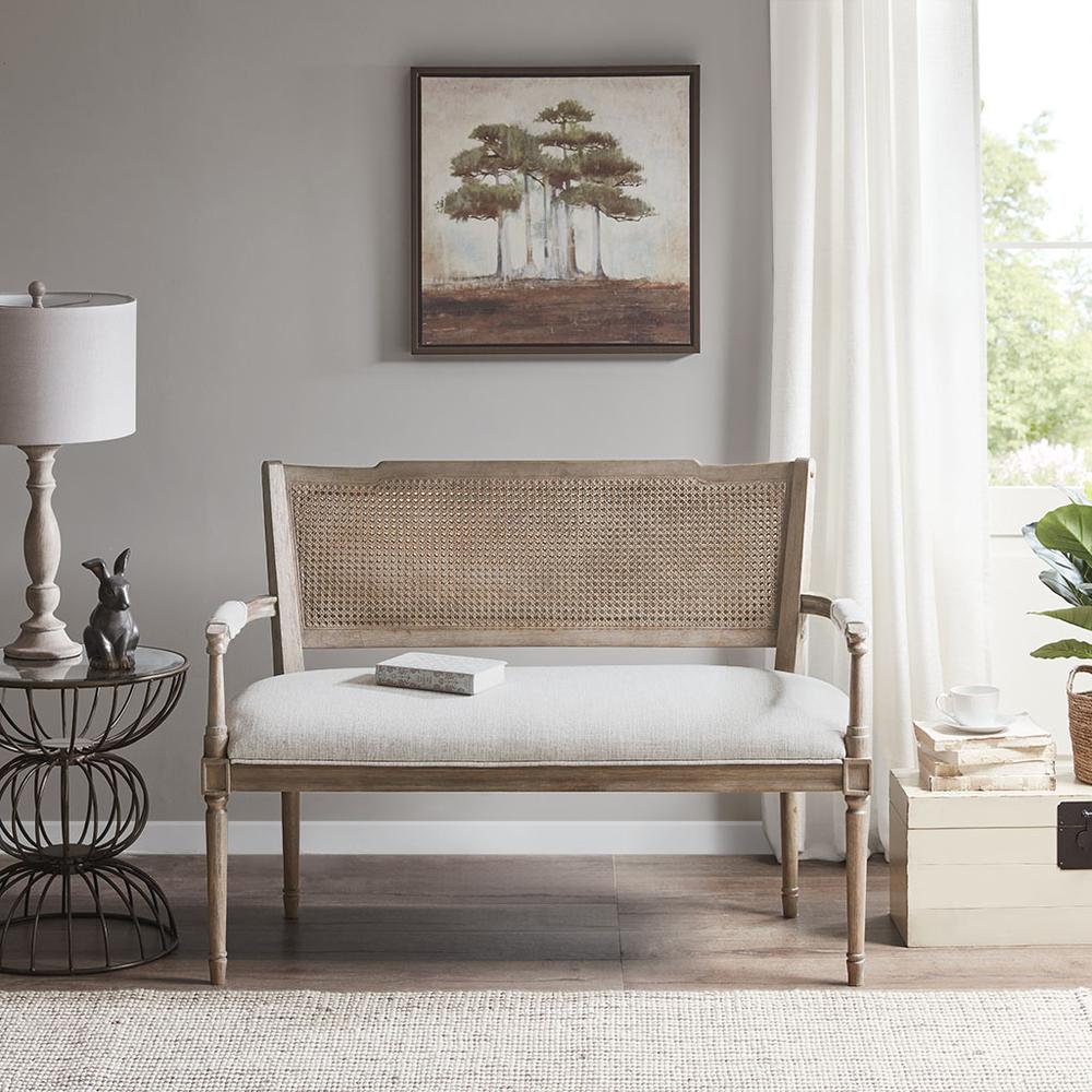 Madison Park Willshire Natural Rattan Settee With Padded Arm Rest Beige 47.25"