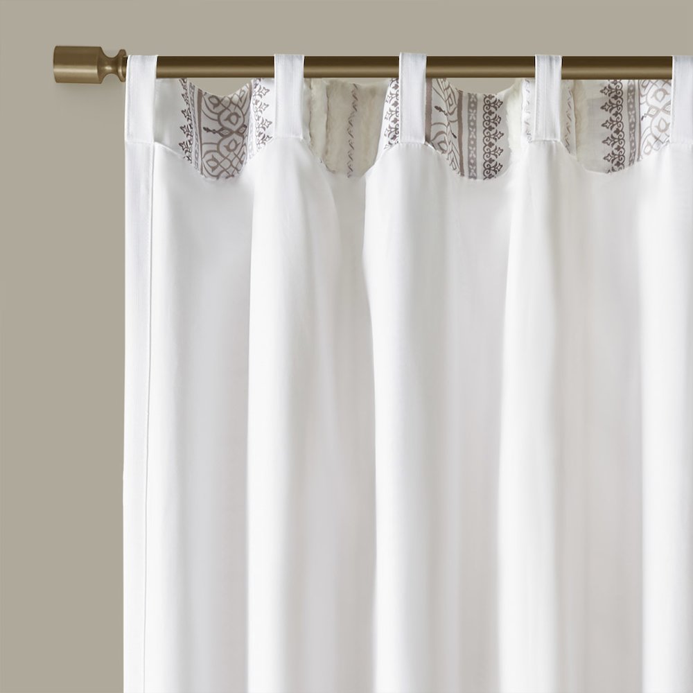 Samara Poly Printed Curtain Panel with Tufted Stripe and Lining