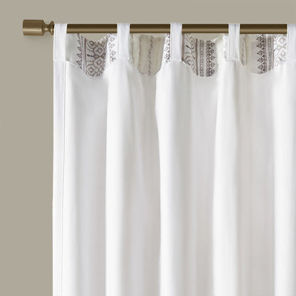 Samara Poly Printed Curtain Panel with Tufted Stripe and Lining