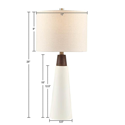Triangular Ceramic and Wood Table Lamp