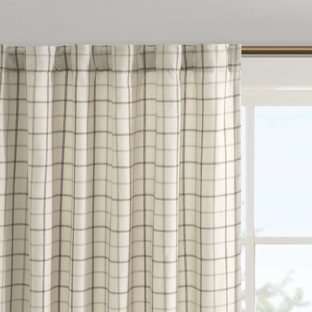 Anaheim Plaid Rod Pocket and Back Tab Curtain Panel with Fleece Lining