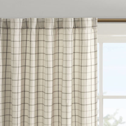 Anaheim Plaid Rod Pocket and Back Tab Curtain Panel with Fleece Lining