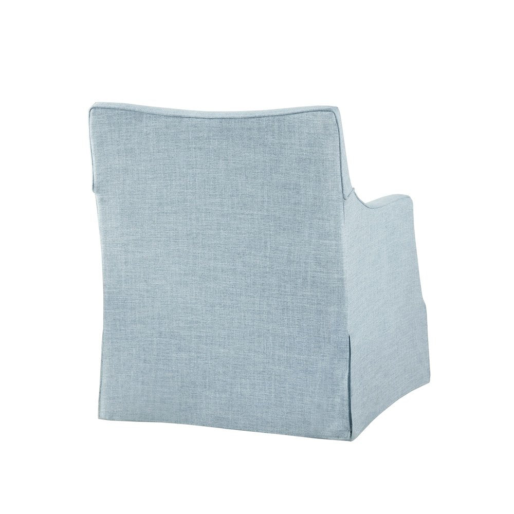 London Upholstered Skirted Swivel Armchair with Lumbar Pillow