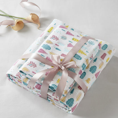 Cozy Soft Cotton Flannel Printed Sheet Set in White Holiday Trees