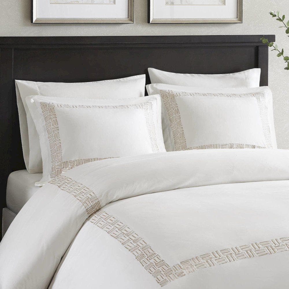 3 Piece Cotton Sateen with Embroidery Duvet Set