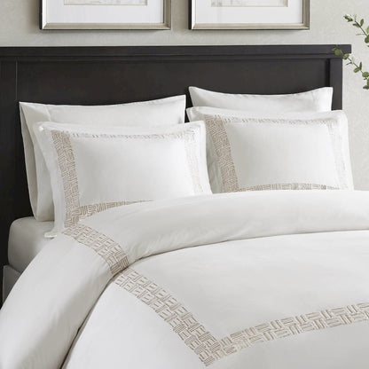 3 Piece Cotton Sateen with Embroidery Duvet Set