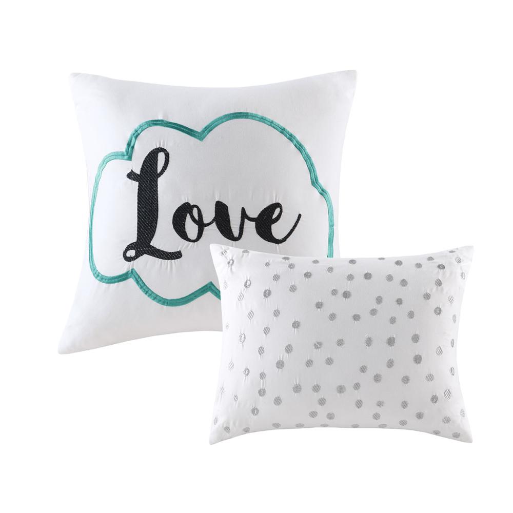 Raina Metallic Printed Comforter Set, Aqua/Silver color