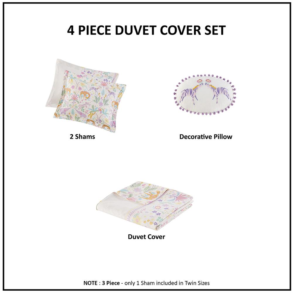 Floral Reversible Cotton Duvet Cover Set with Throw Pillow