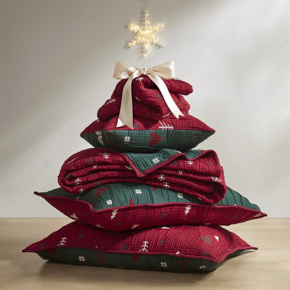 Winter Throw Set, Red color