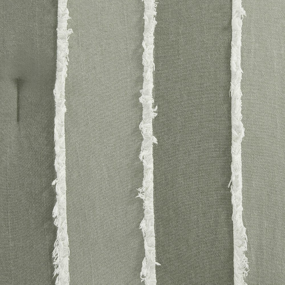Shay 3 Piece Striped Cotton Comforter Set, Sage color