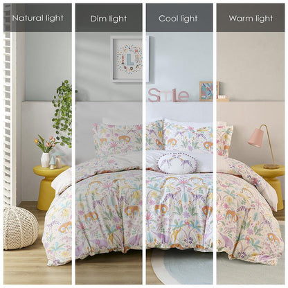 Floral Reversible Cotton Duvet Cover Set with Throw Pillow