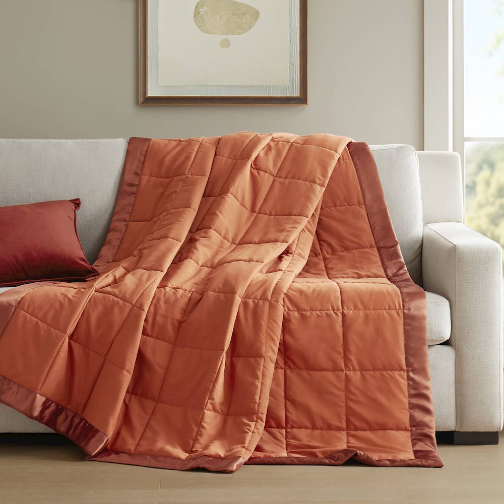 Lightweight Down Alternative Blanket with Satin Trim