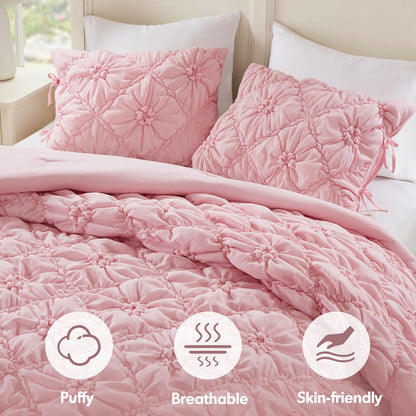 Lily 3PCS Comforter Set, Pink color