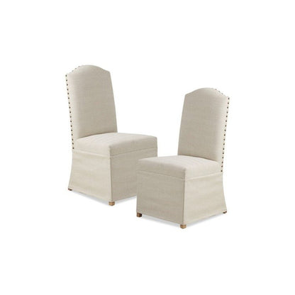 Set of 2 High Back Dining Chairs with Skirts
