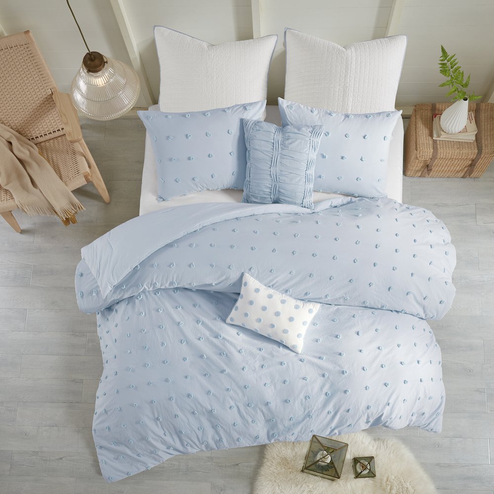 Cotton Jacquard Comforter Set with Euro Shams and Throw Pillows
