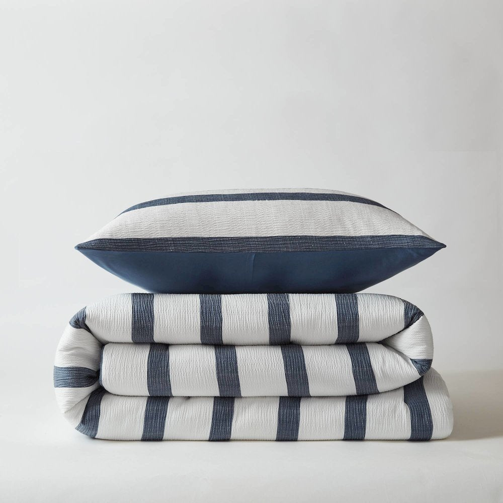Merritt Yarn-dyed striped comforter, Blue color