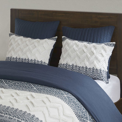 Mila 3 Piece Cotton Comforter Set with Chenille Tufting