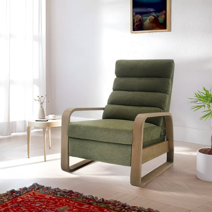 Jordan Wood framed push back Recliner in Green