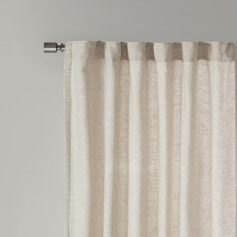 Faux Linen Rod Pocket and Back Tab Fleece Lined Curtain Panel