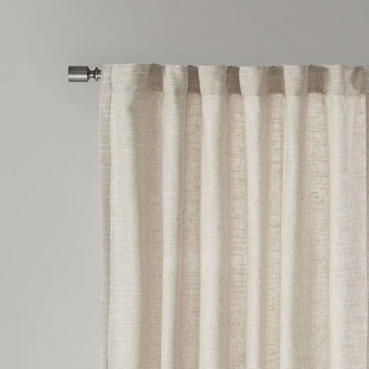 Faux Linen Rod Pocket and Back Tab Fleece Lined Curtain Panel