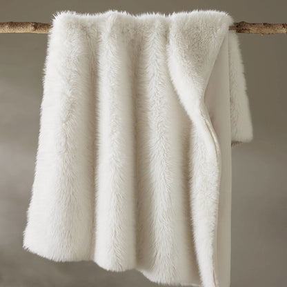 Botswana Animal Print Faux Fur Throw Blanket, Polar Bear color