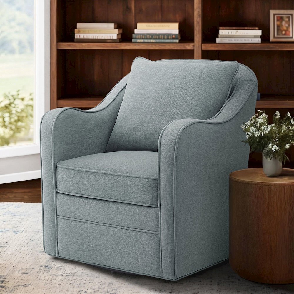 Brianne Upholstered Swivel Curved Armchair