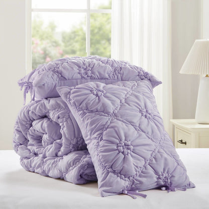 Lily 3PCS Comforter Set, Purple color