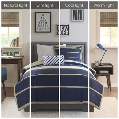 Ashton Duvet Cover Set, Khaki/Navy color