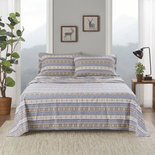 Cotton Flannel Sheet Set in Blue Snowflake