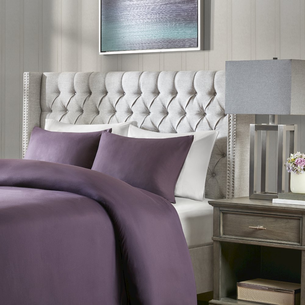 Amelia Upholstered Wingback Headboard with Button Tufting & Nailhead Trim