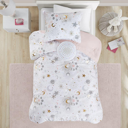 Starry Sky Metallic Comforter Set with Throw Pillow