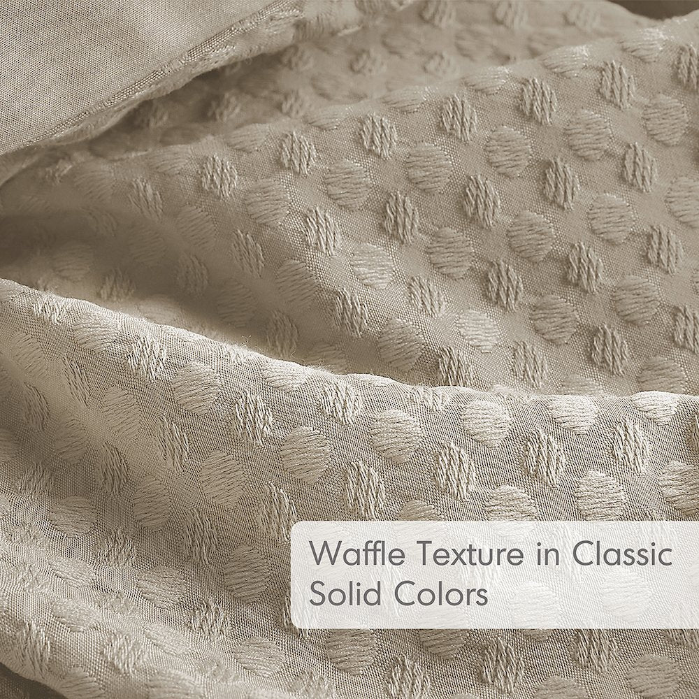 Mina Waffle Weave Textured Duvet Cover Set, Neutral color