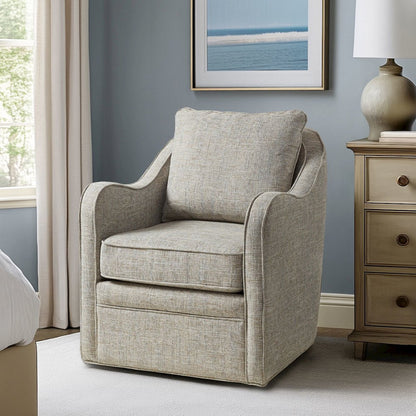 Brianne Upholstered Swivel Curved Armchair