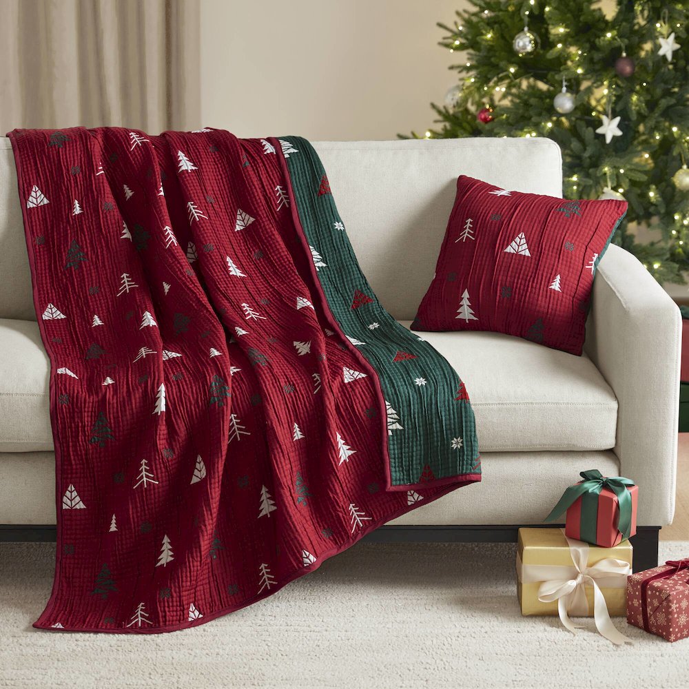 Winter Throw Set, Red color