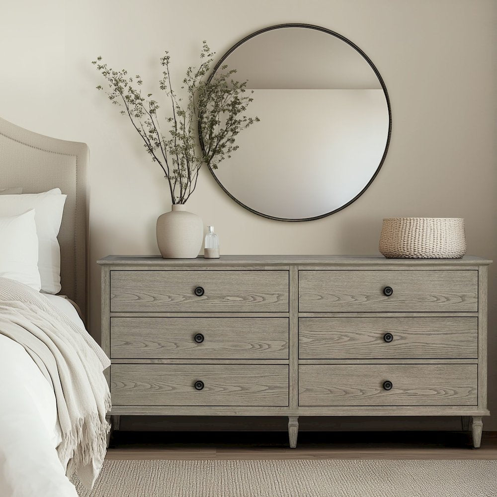 Victoria 6-drawer wood dresser (70"), Reclaimed Grey color