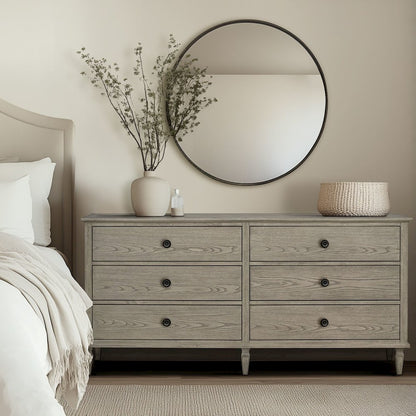 Victoria 6-drawer wood dresser (70"), Reclaimed Grey color