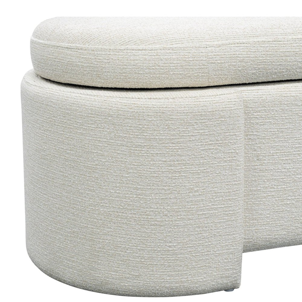 Fully Upholstered Oval Storage Bench with Soft-Close Lid