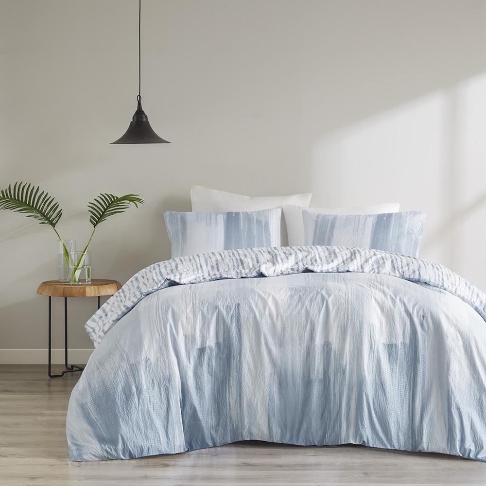 3 Piece Oversized Reversible Seersucker Duvet Cover Mini Set