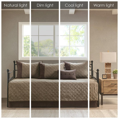 Boone 6 Piece Reversible Daybed Cover Set, Brown color