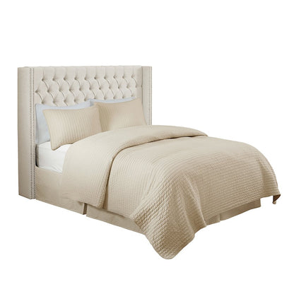Amelia Upholstered Wingback Headboard with Button Tufting & Nailhead Trim