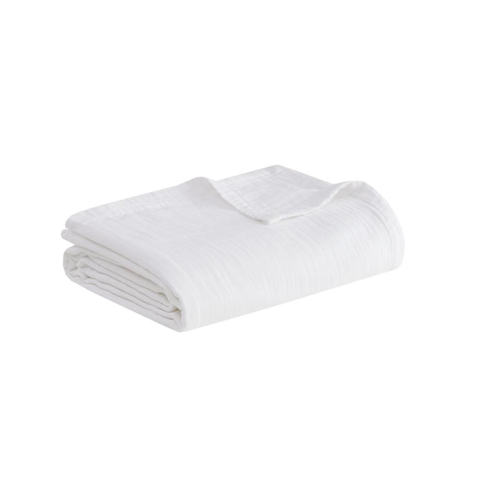 Gauze 100% Cotton Lightweight Blanket, White color