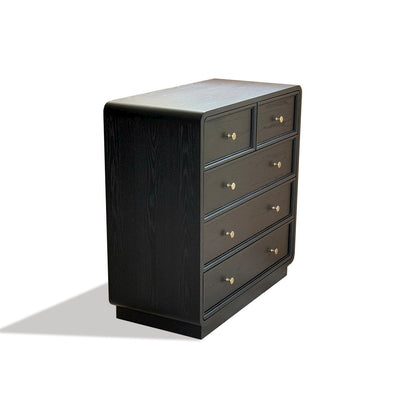 Deco 5 Drawer Dresser, Black Satin color