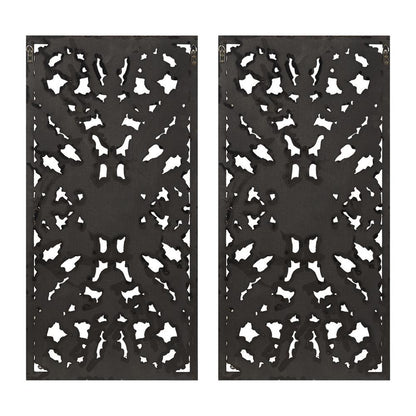 Distressed Carved Wood 2-piece Wall Decor Set