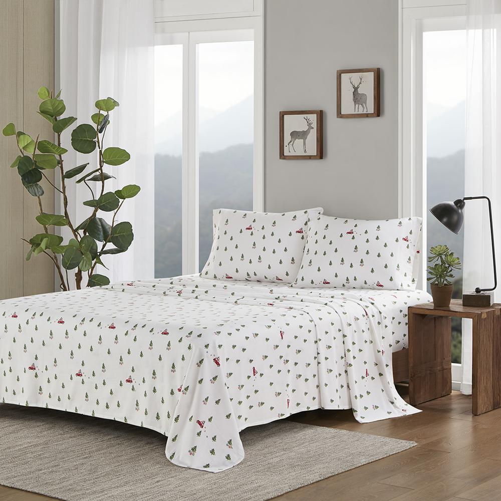 Cotton Flannel Sheet Set, Green Tree Trip color