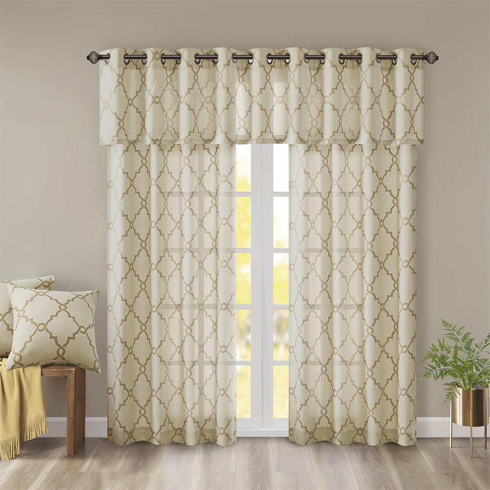 Fretwork Print Grommet Top Window Valance
