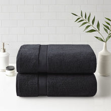 100% Cotton Bath Sheet Antimicrobial 2 Piece Set in Black Color