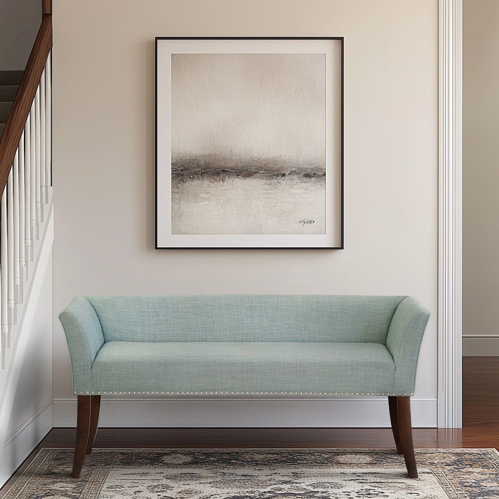 49.5" Upholstered Bench with Back & Wood Legs
