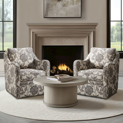 Brianne Upholstered Swivel Curved Armchair